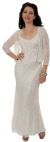 Artistic Sequined Pattern Formal Dress with Jacket in Ivory with Jacket